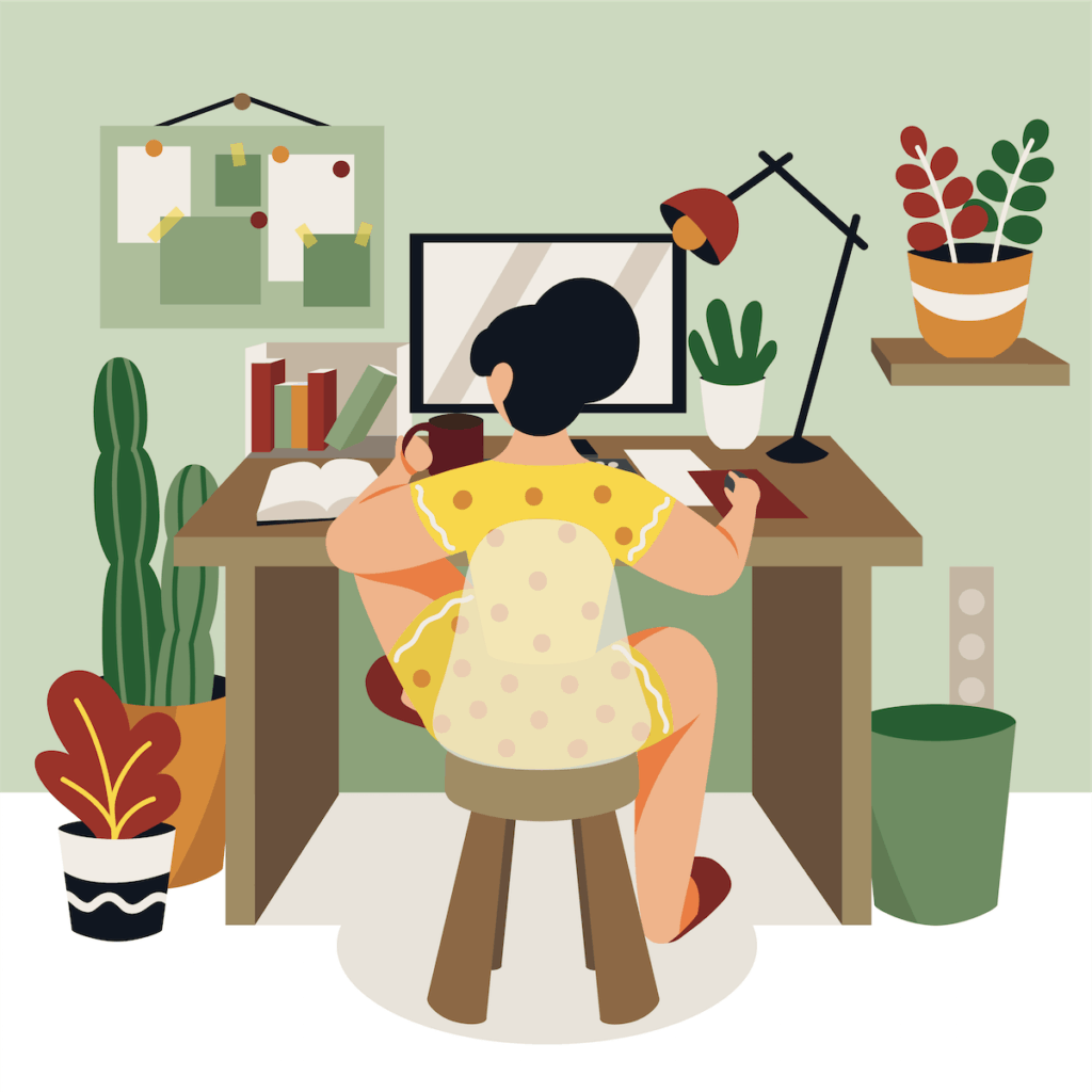 Working At Home Scene